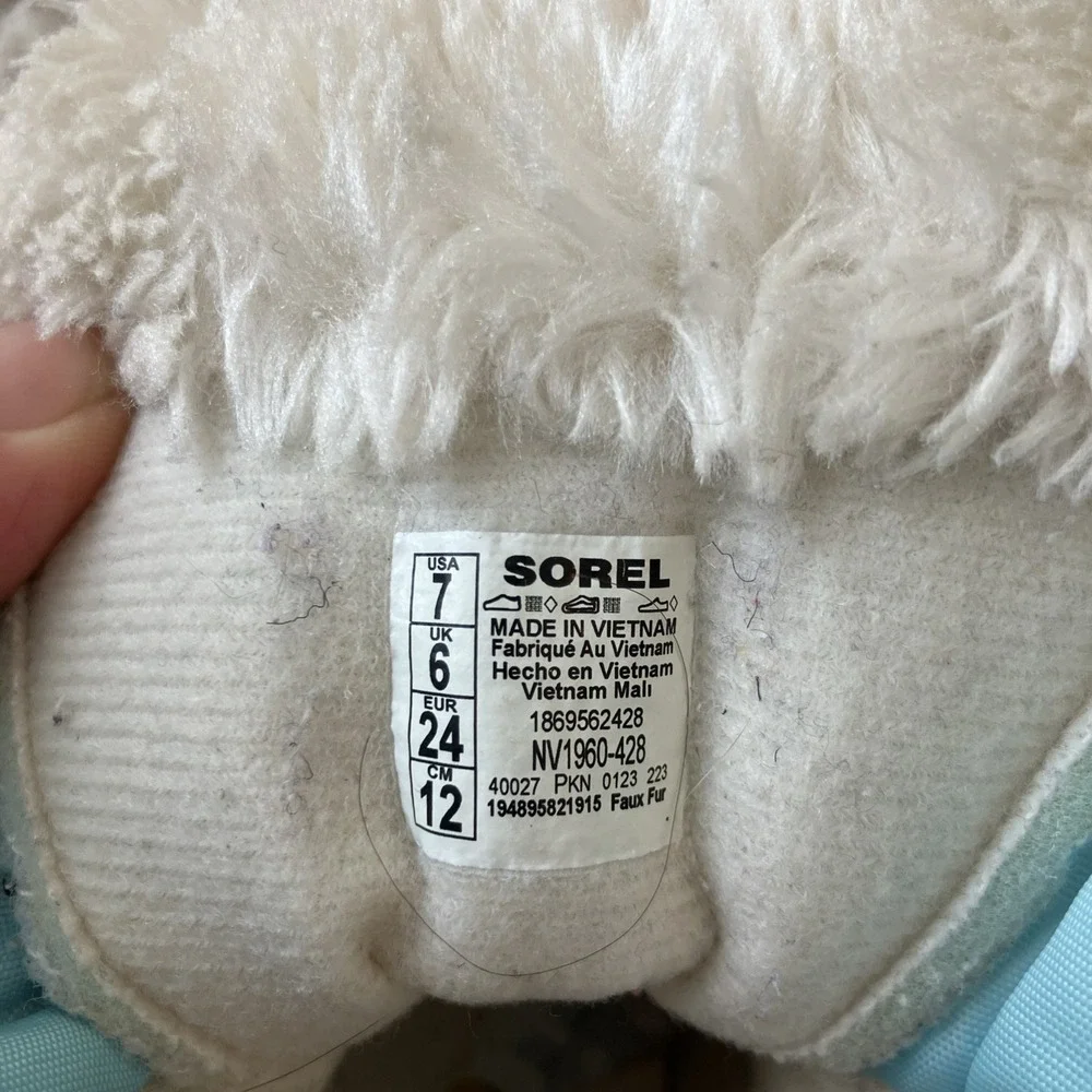 Sorel Commander Snow Boot‎ Kids Size 7 Pink Blue Waterproof Fleece Lined Outdoor